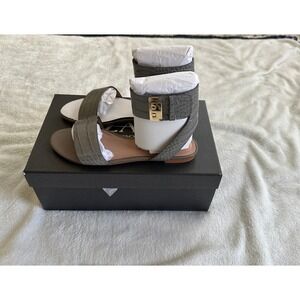 ZAC Zac Posen Vermont Gray Croc Embossed Sandals - 6